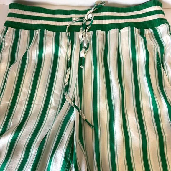 ANTHROPOLOGIE Silky Stripe Bermuda Boxer Shorts in Green Cream  Size M - Picture 5 of 11